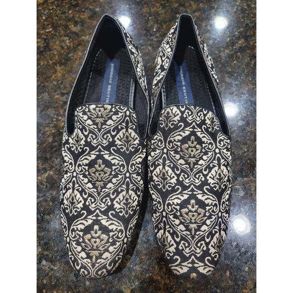 Giorgio Brutini Loafer Shoes Mens Size 11M Black Paisley Print Round Toe Slip On - Picture 2 of 11